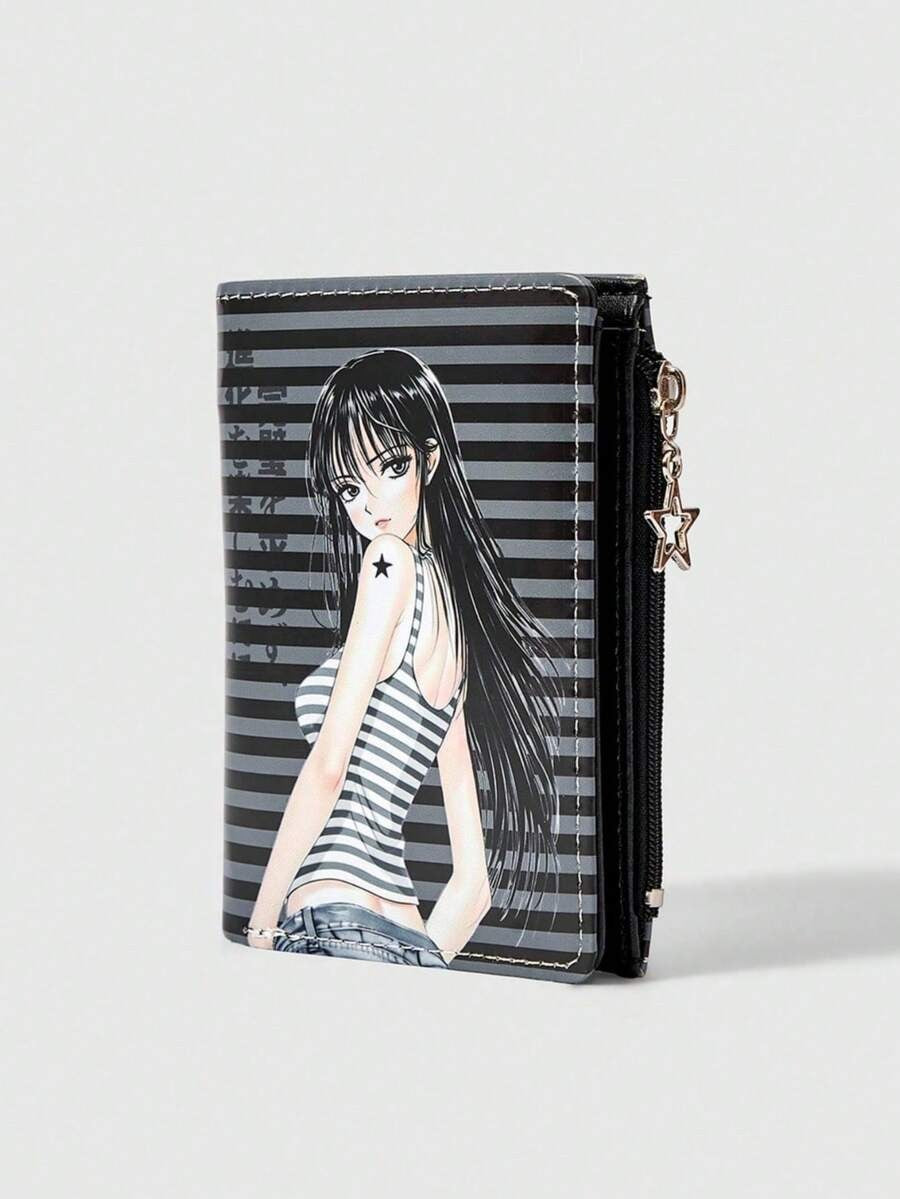 striped anime girl wallet