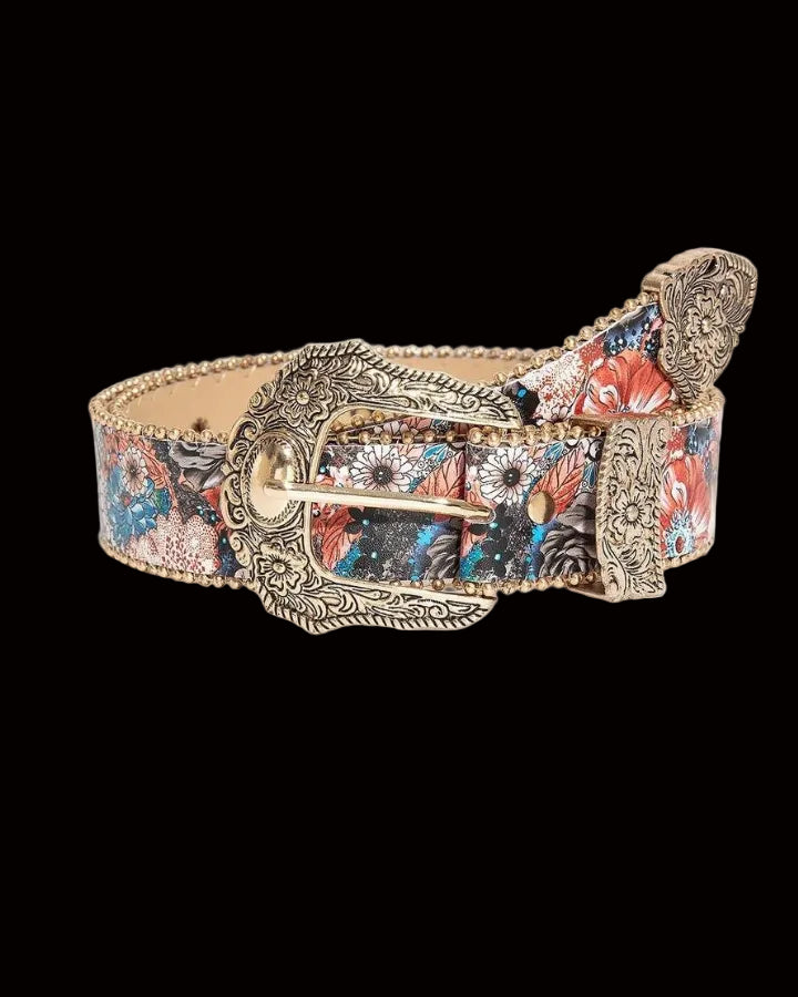 vintage flora embroidered belt
