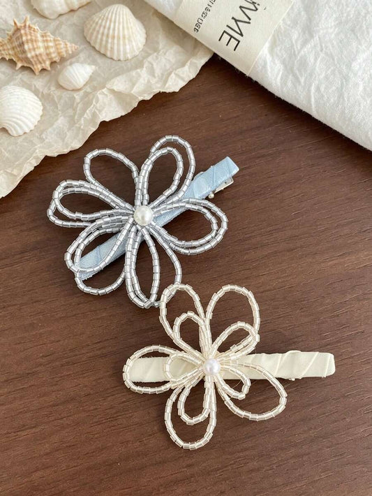 beaded flower hair pin