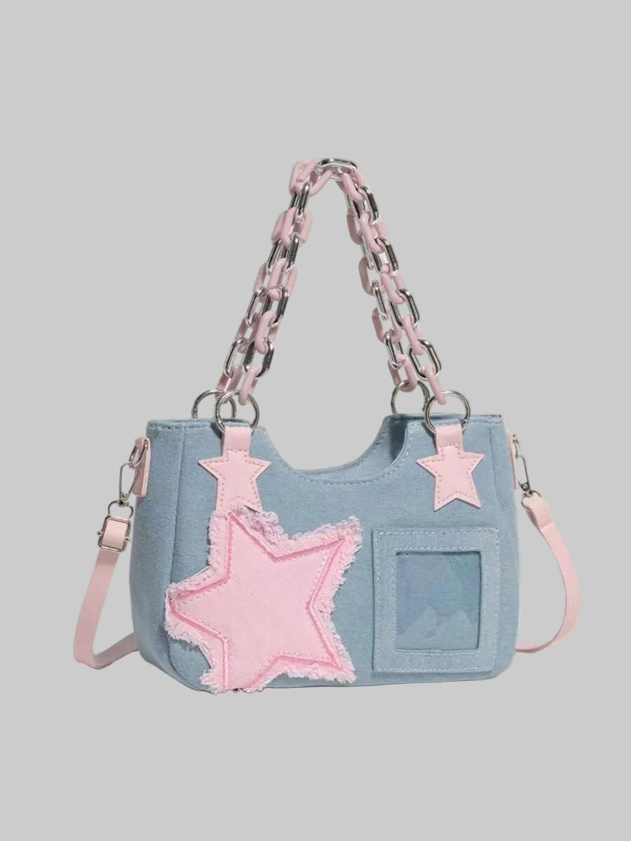 Y2K Starry Denim Handbag