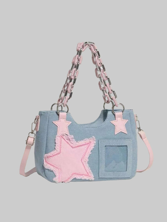 Y2K Starry Denim Handbag