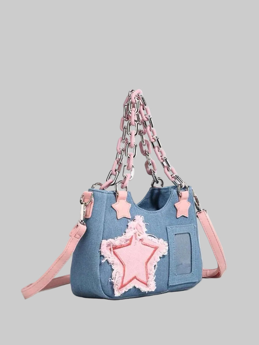 Y2K Starry Denim Handbag