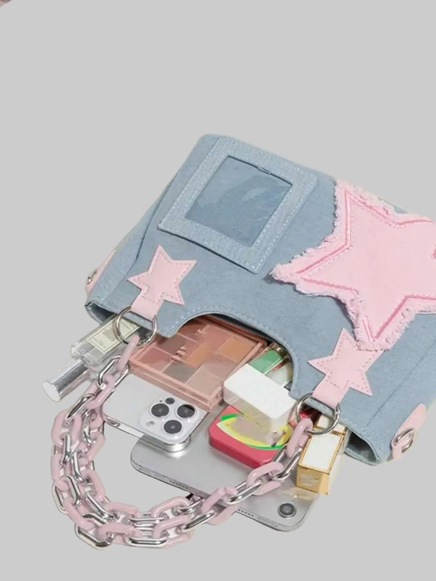 Y2K Starry Denim Handbag