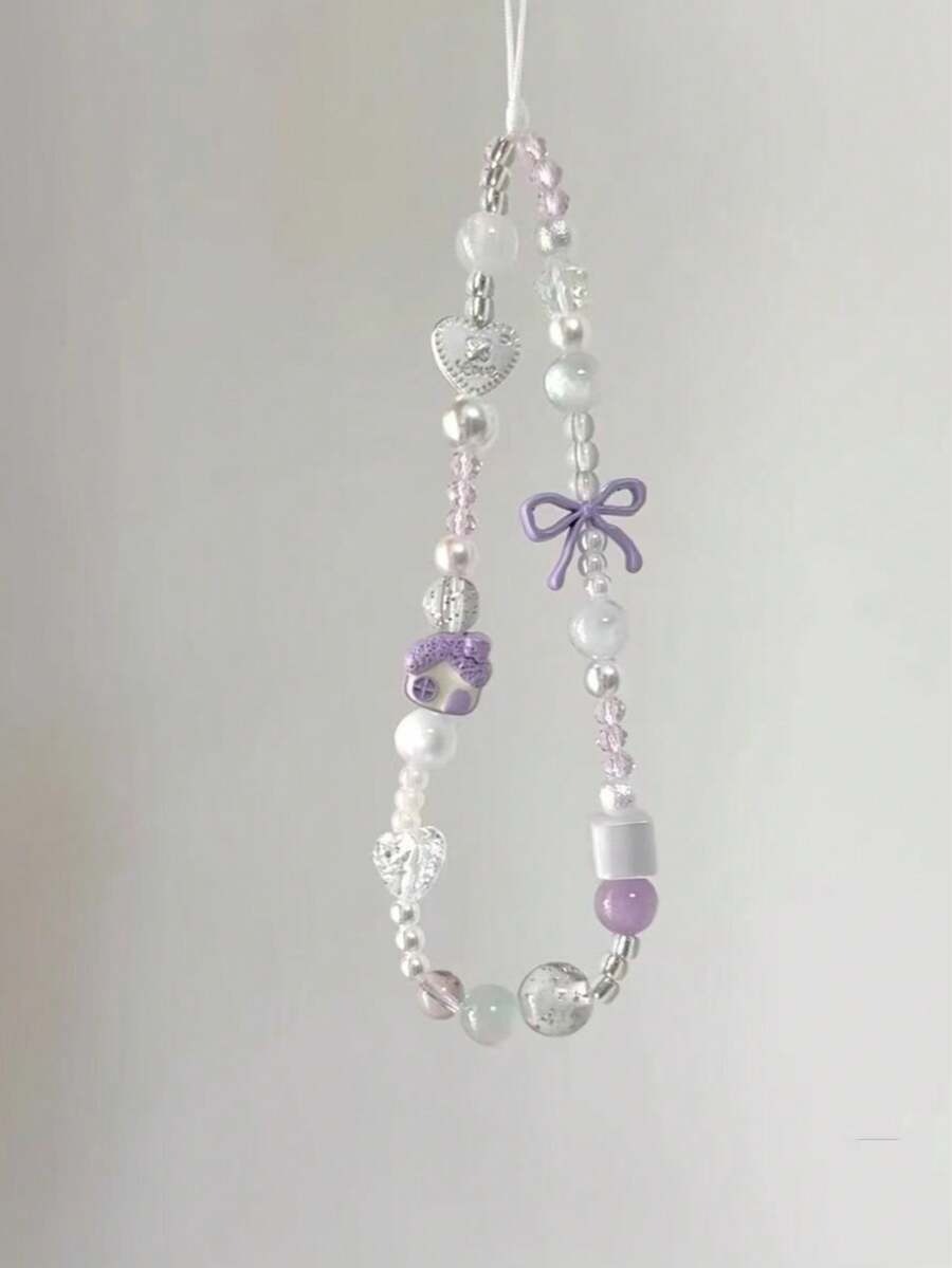 purple beaded phone charm