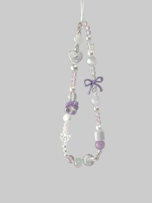 purple beaded phone charm
