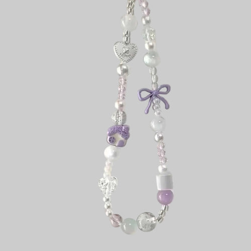 purple beaded phone charm