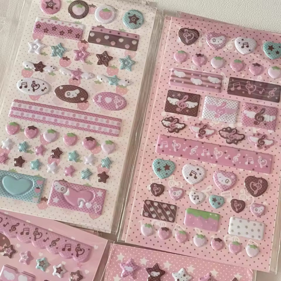 pink | brown aesthetic puffy stickers
