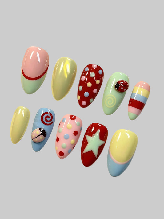 candy color y2k nails