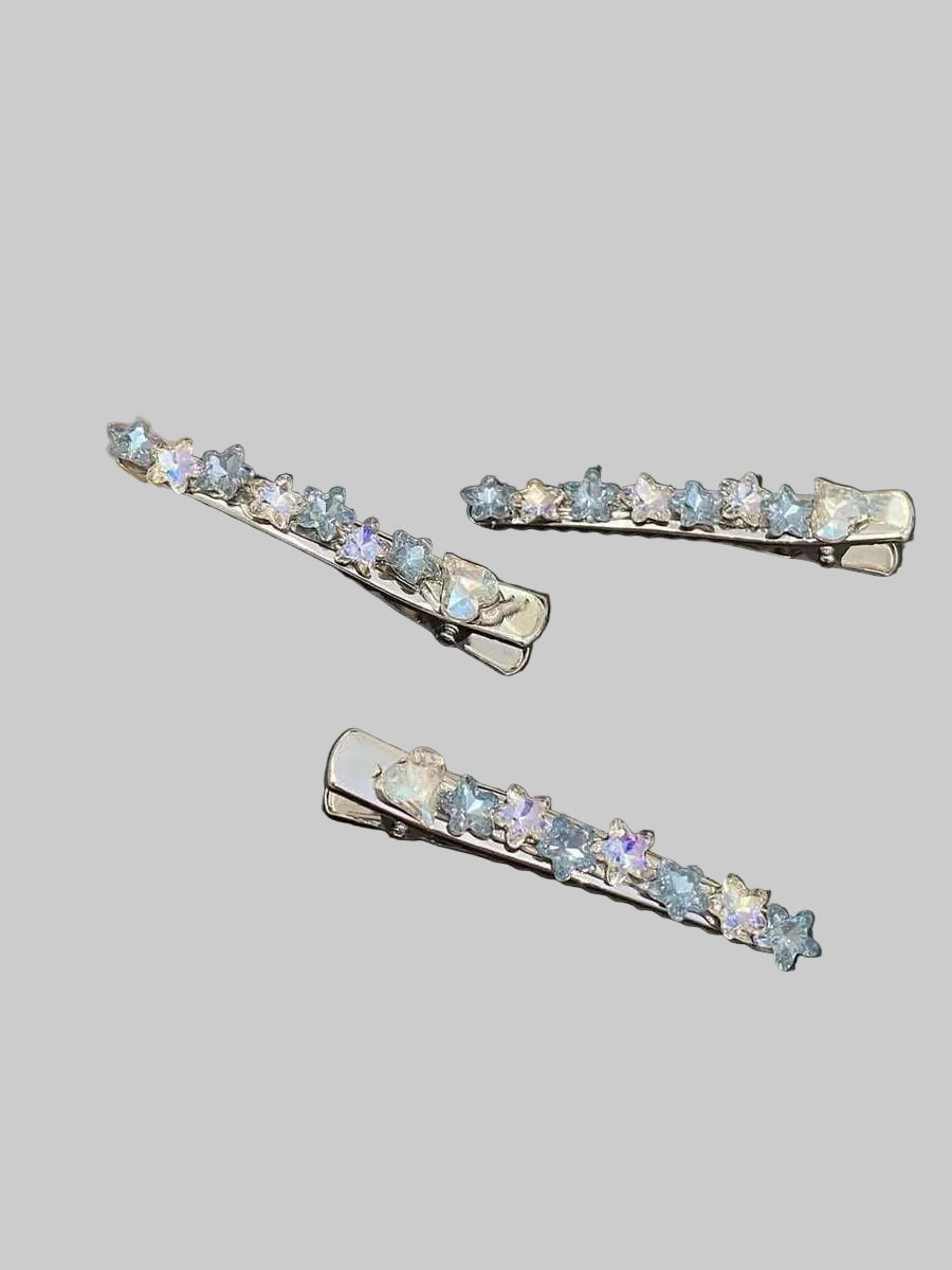 rhinestone star silver hair pin