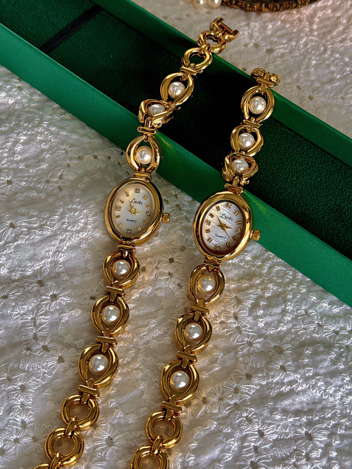pearl charm quartz watch