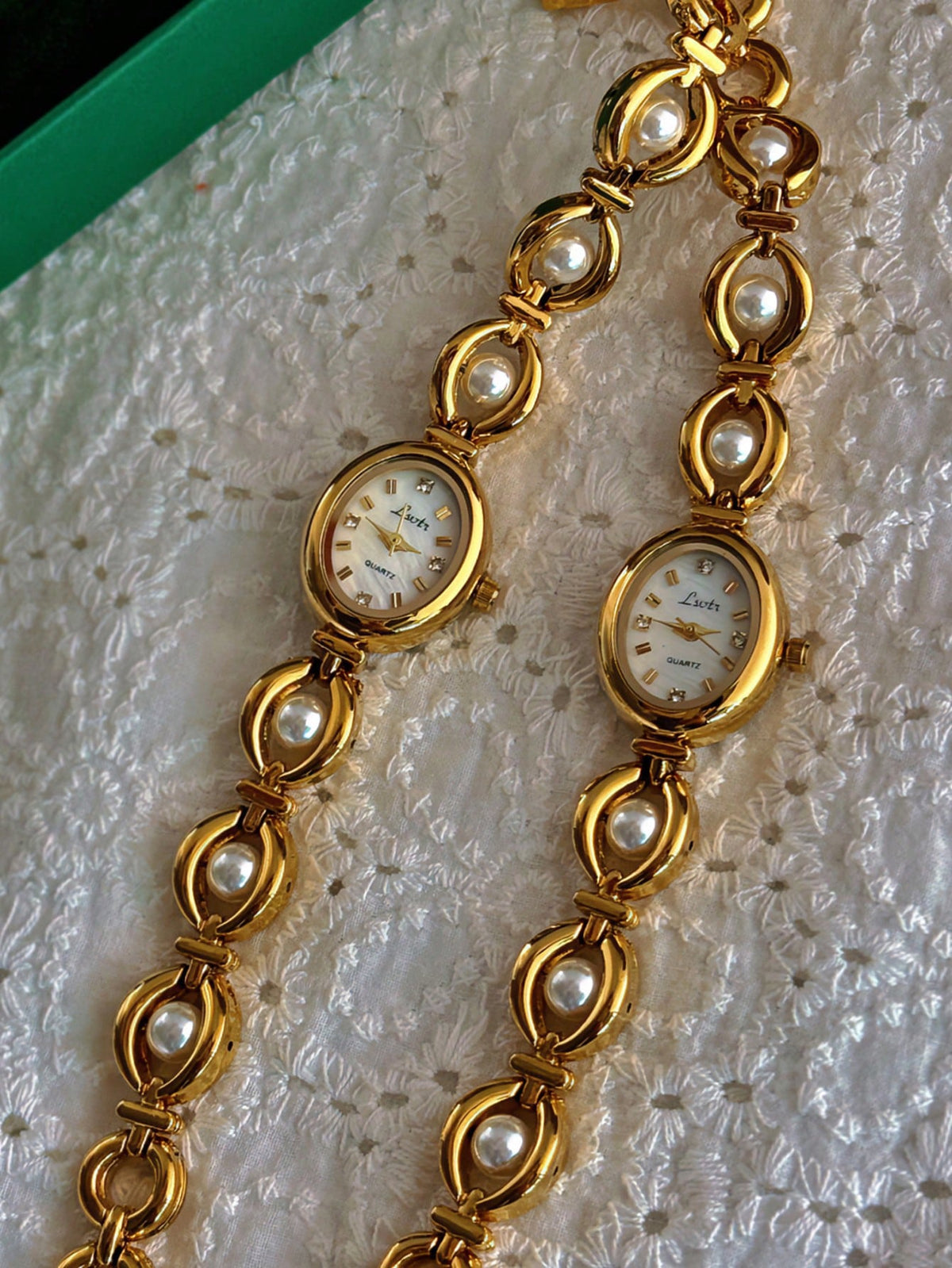 pearl charm quartz watch