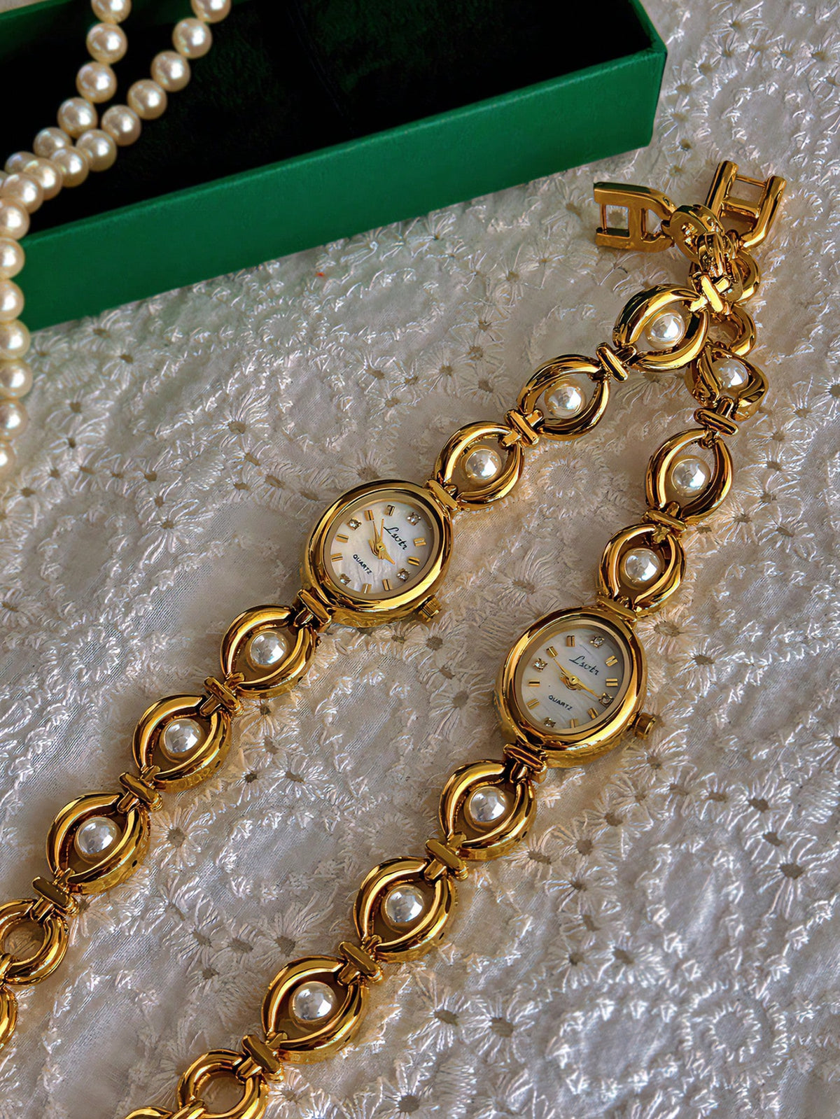 pearl charm quartz watch