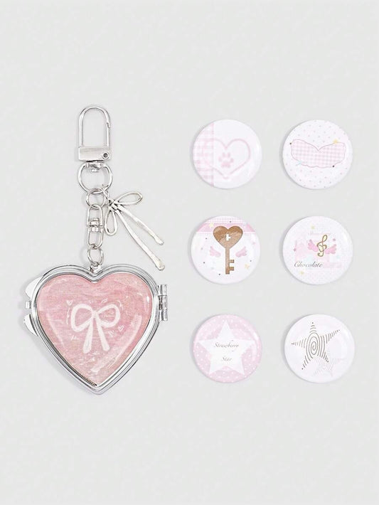 coquette pink bag charm and bag pin (7 pcs set)