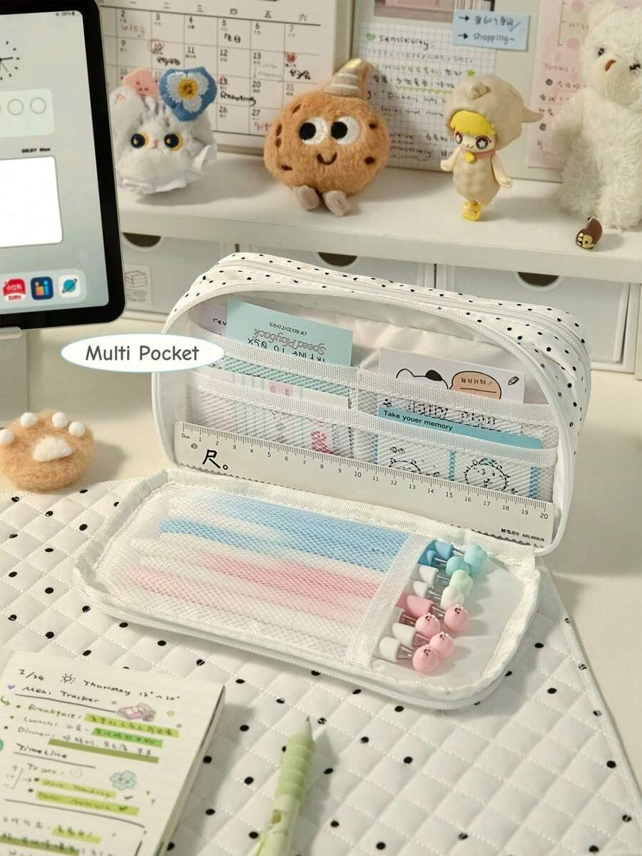 polka dot cat pencil case