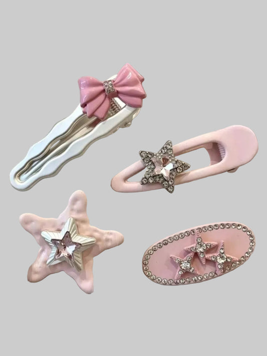 y2k pink hair star pin