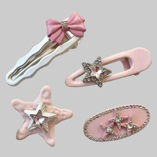 y2k pink hair star pin