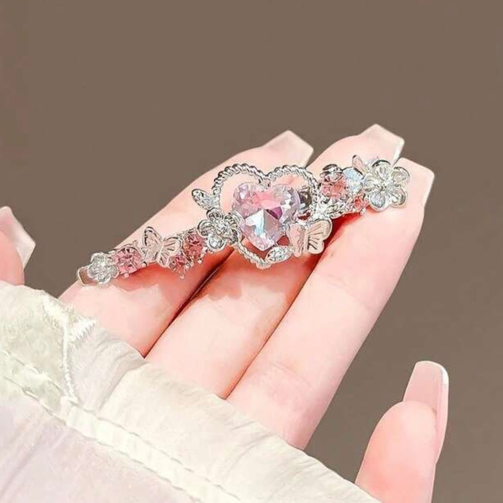 y2k pink heart hair pin