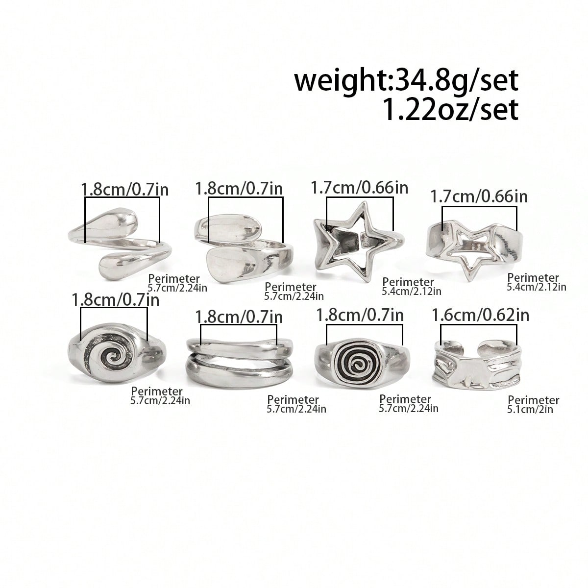 swirls n stars: silver ring set