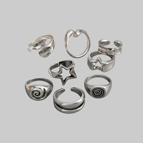 swirls n stars: silver ring set