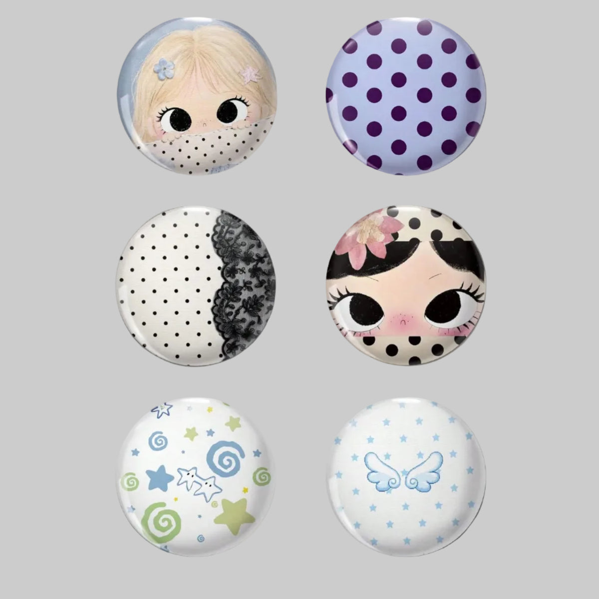 polka dot kawaii badges