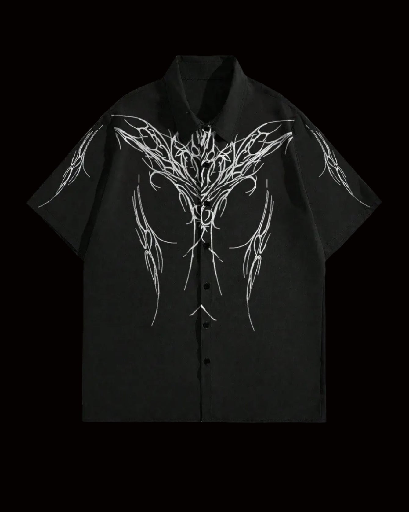 men y2k liquid metal print short sleeve collared shirt