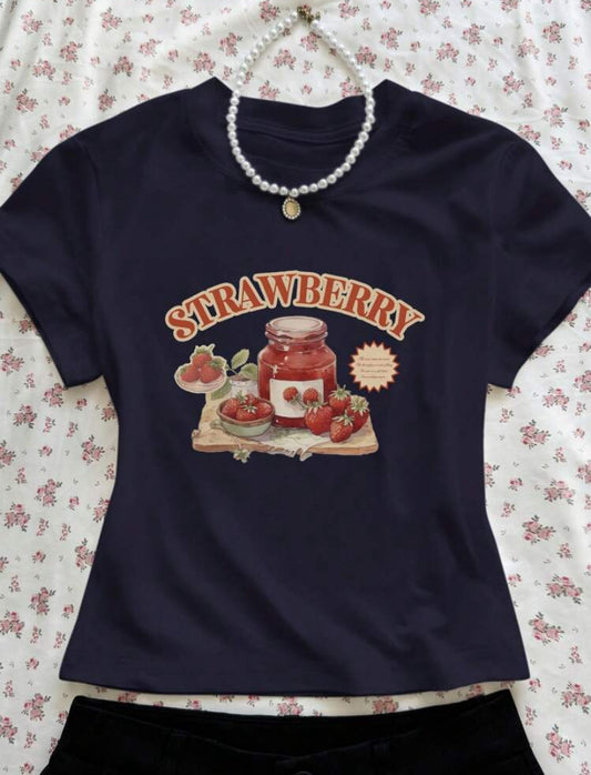strawberry navy blue top