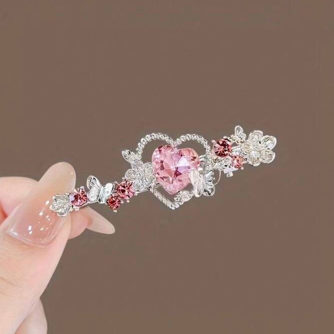 y2k pink heart hair pin