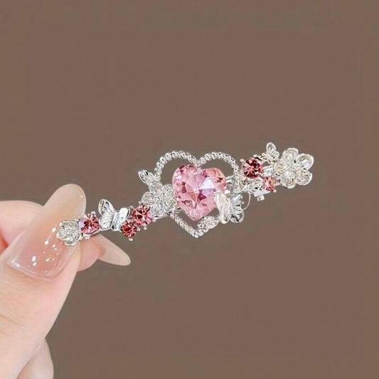 y2k pink heart hair pin