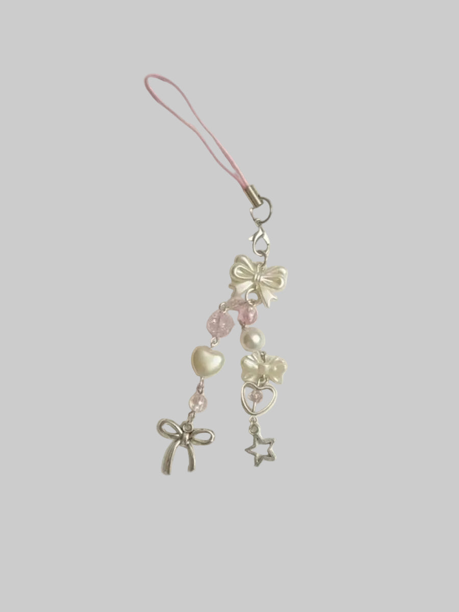 heart bows phone charm