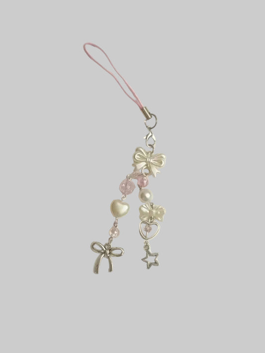 heart bows phone charm