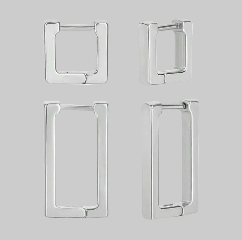 stainless steel silver shapes hoops