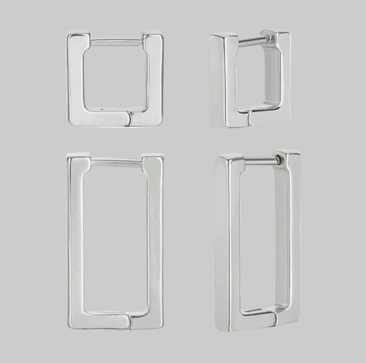 stainless steel silver shapes hoops