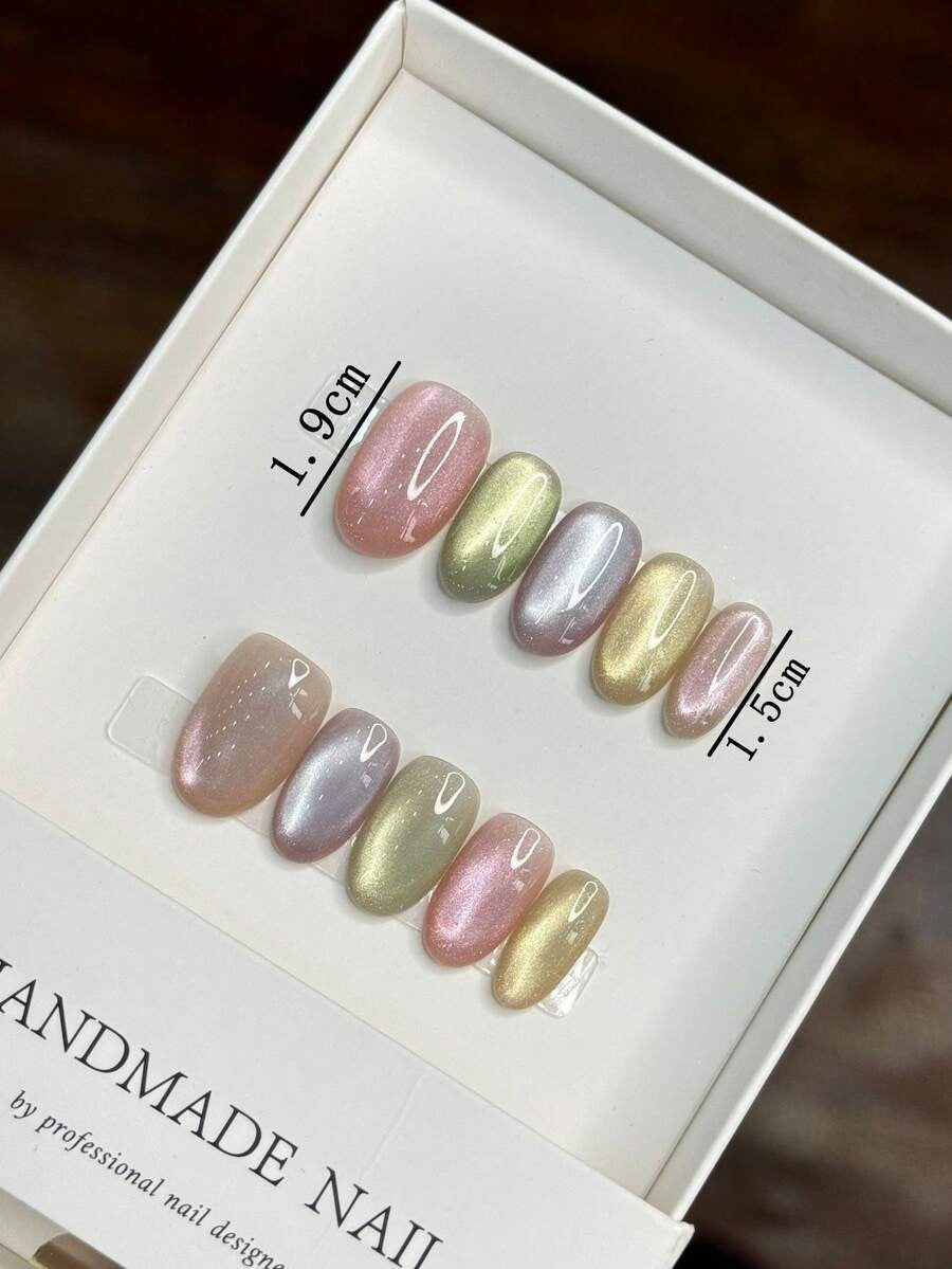 candy cat eye nails