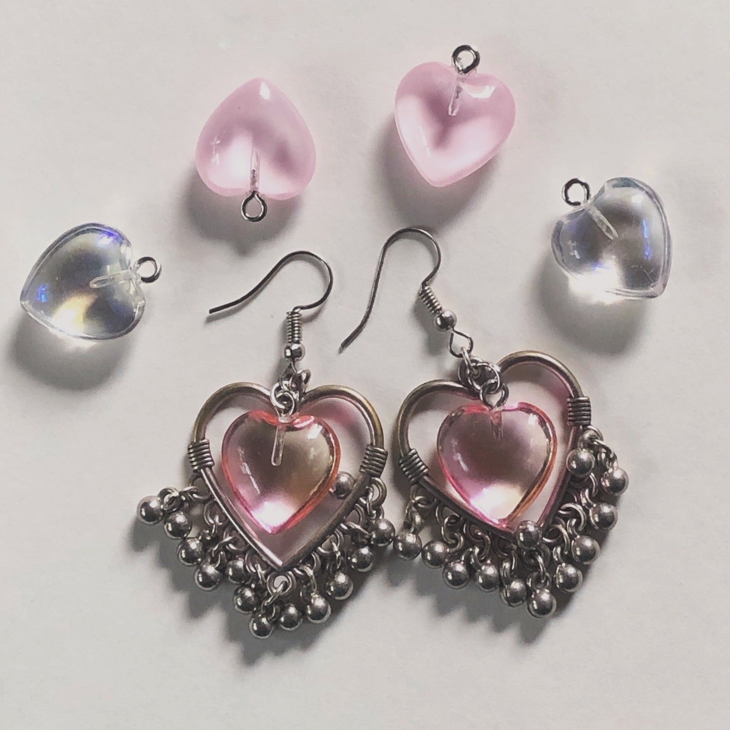 glass heart earrings