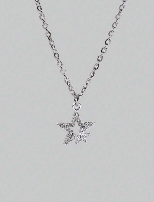 silver y2k star necklace