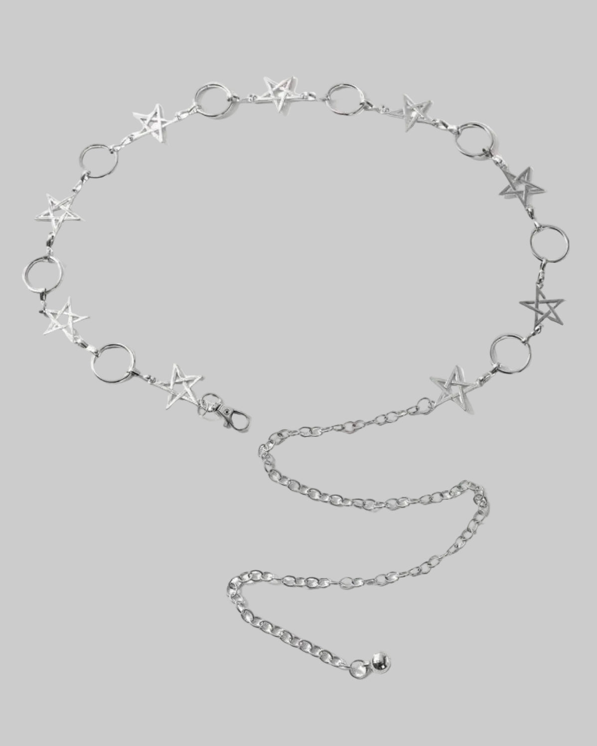 silver star circle waist chain