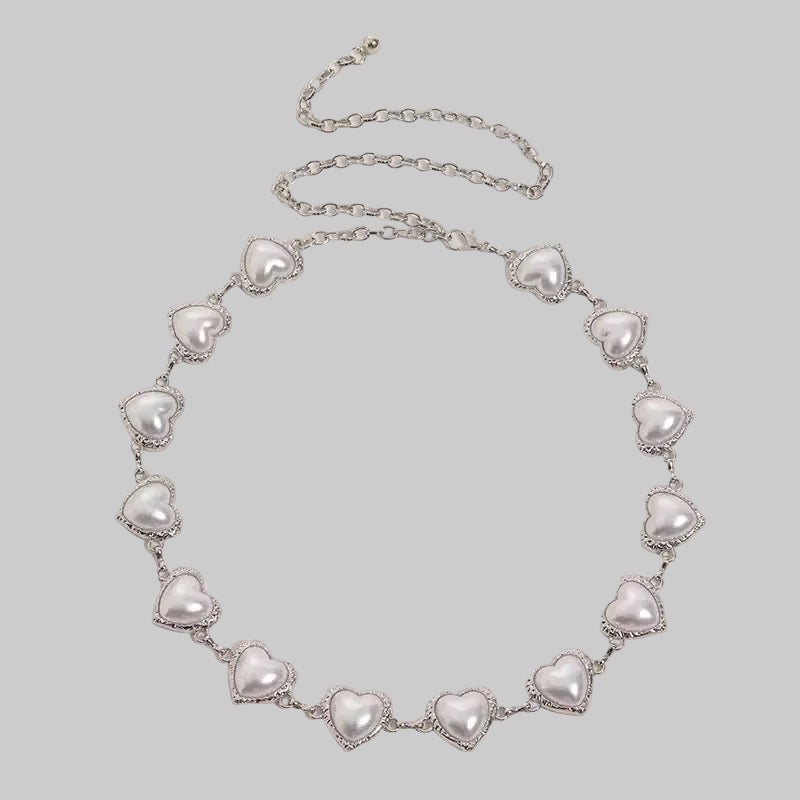 silver heart waist chain