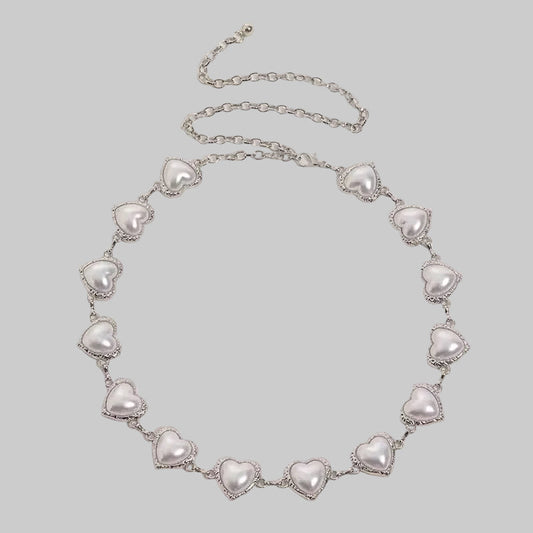 silver heart waist chain