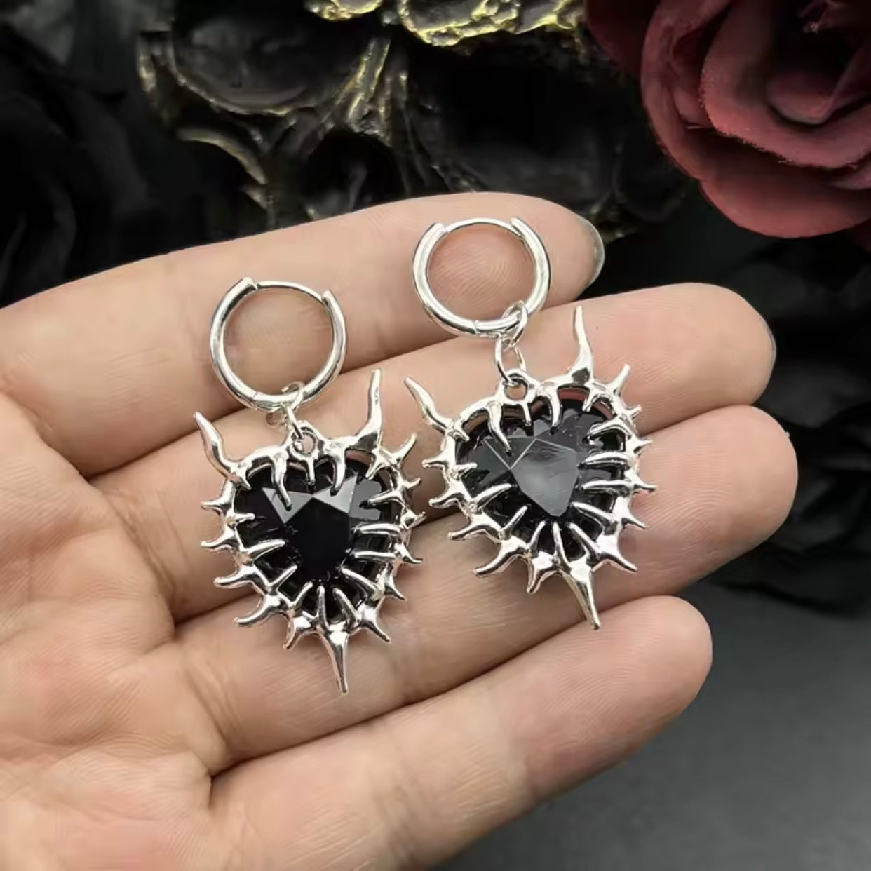 thorn heart earrings