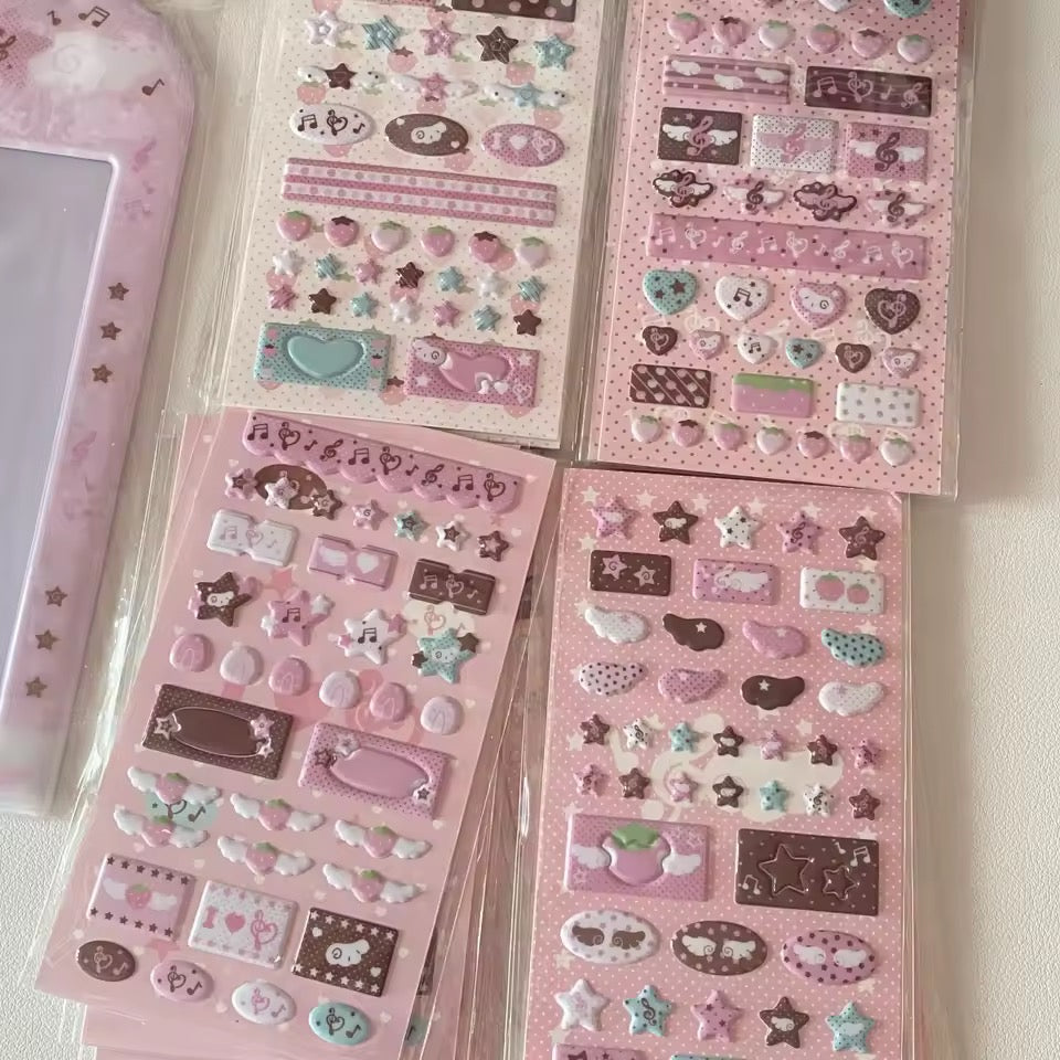 pink | brown aesthetic puffy stickers