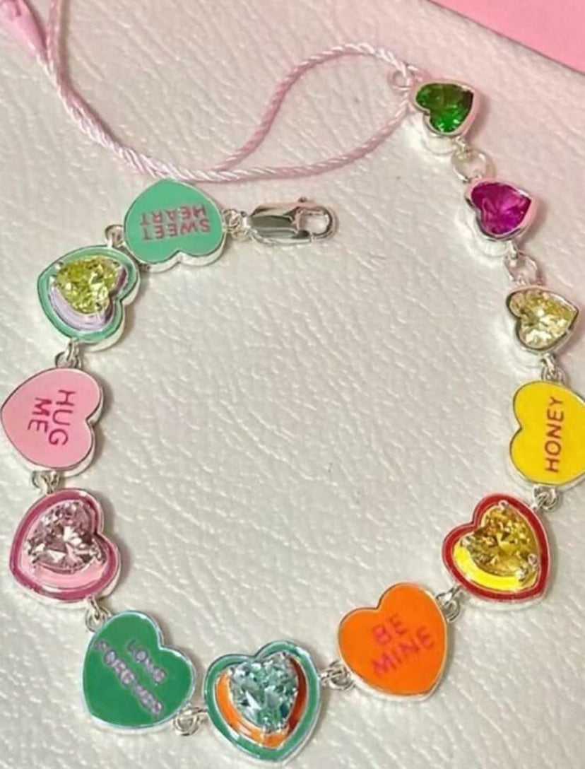 colorful heart charm bracelet