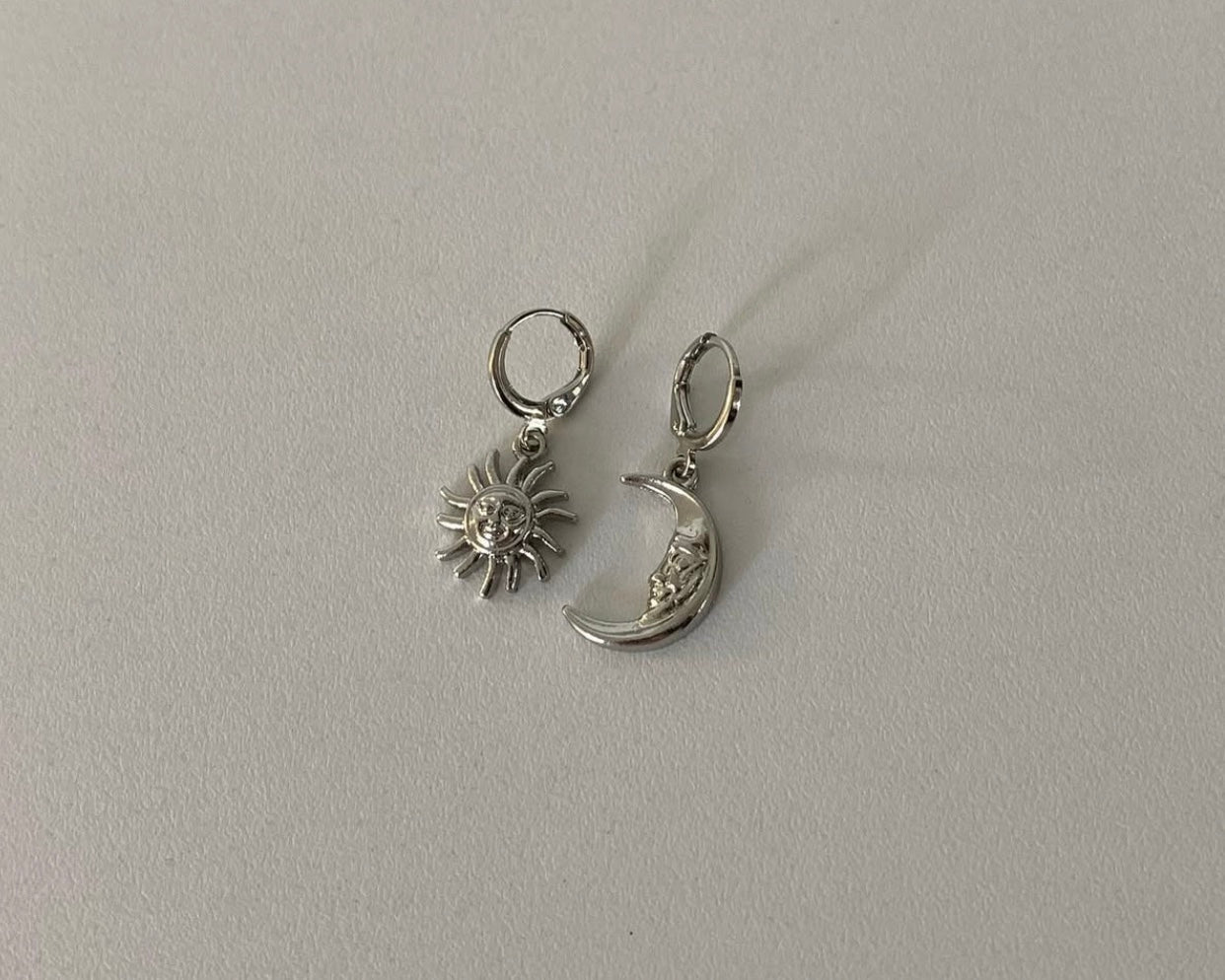 silver sun moon earrings