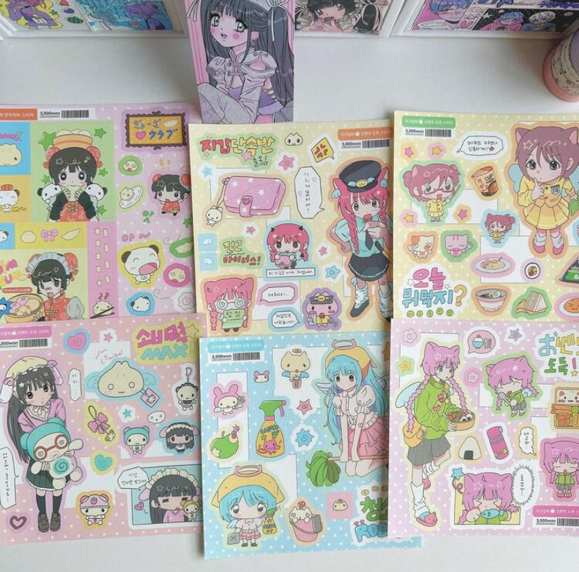 cartoon girly sticker sheet