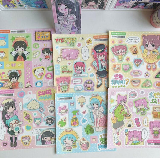 cartoon girly sticker sheet