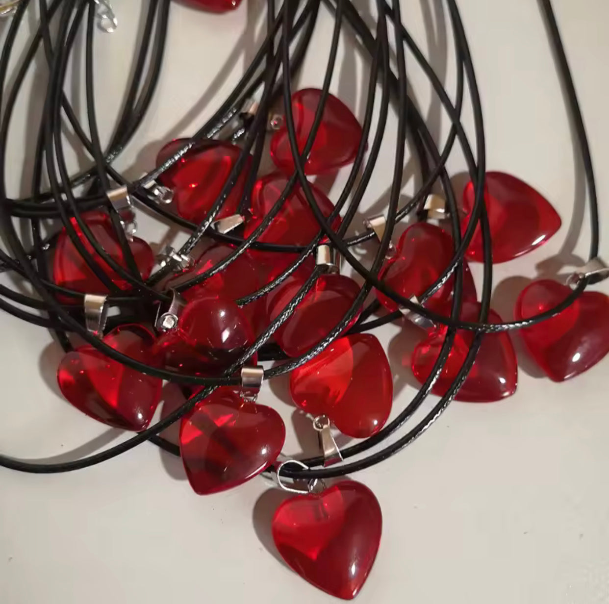 chunky big glass heart necklace