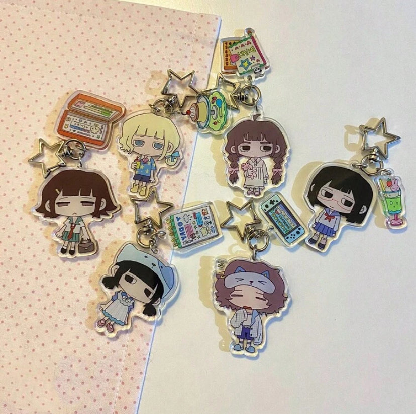 cartoon girl arcylic keychains