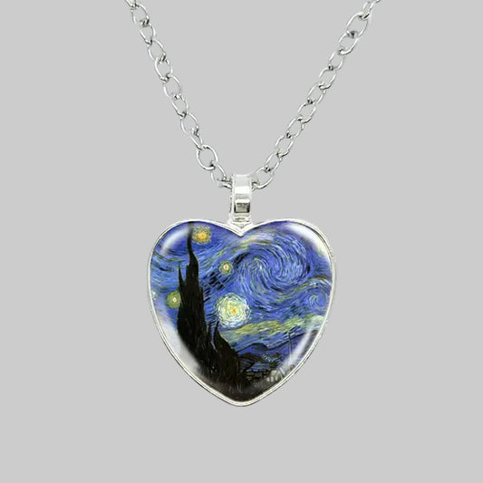 starry night heart pendant