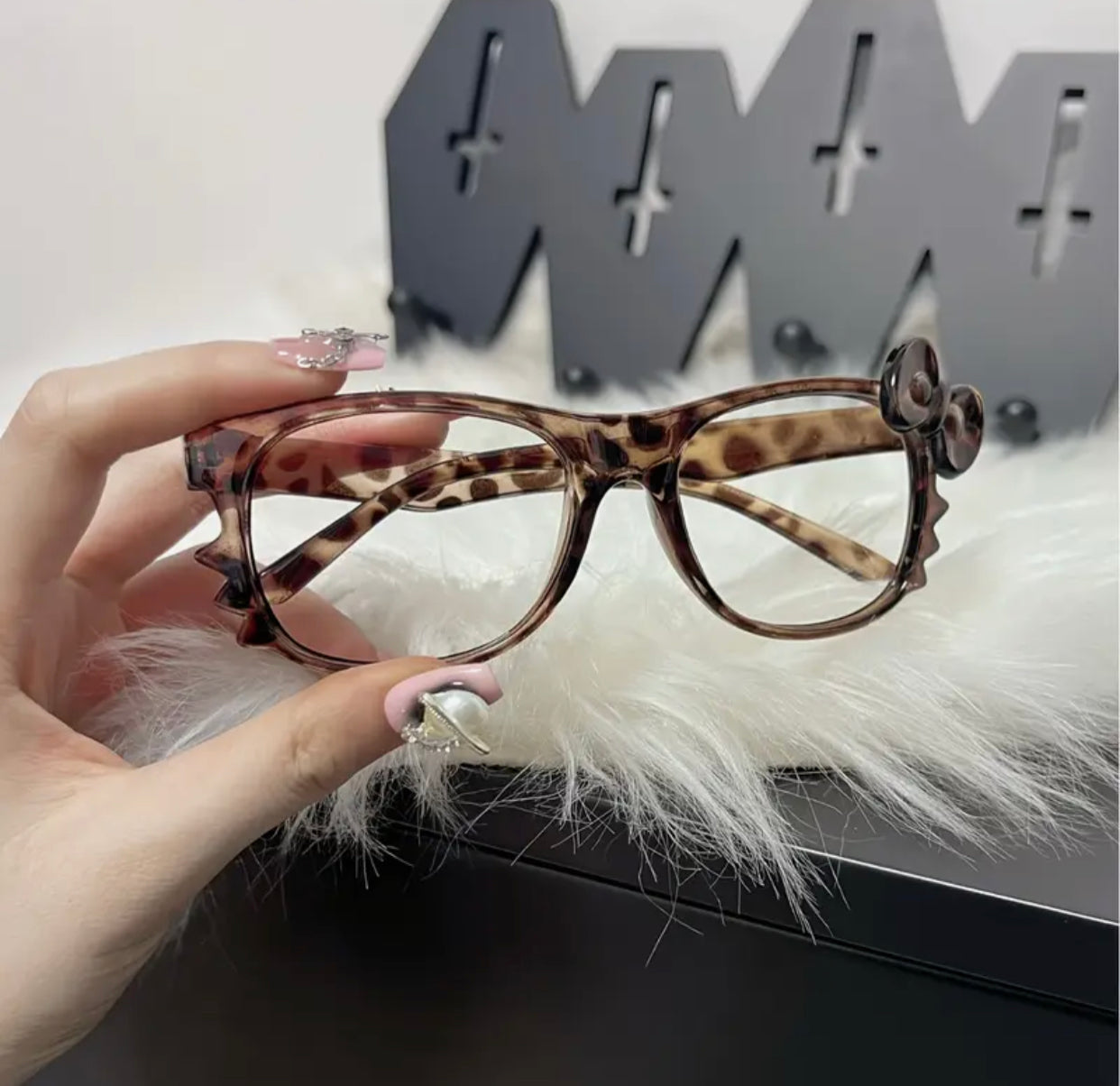 hello kitty lepord print glasses frame