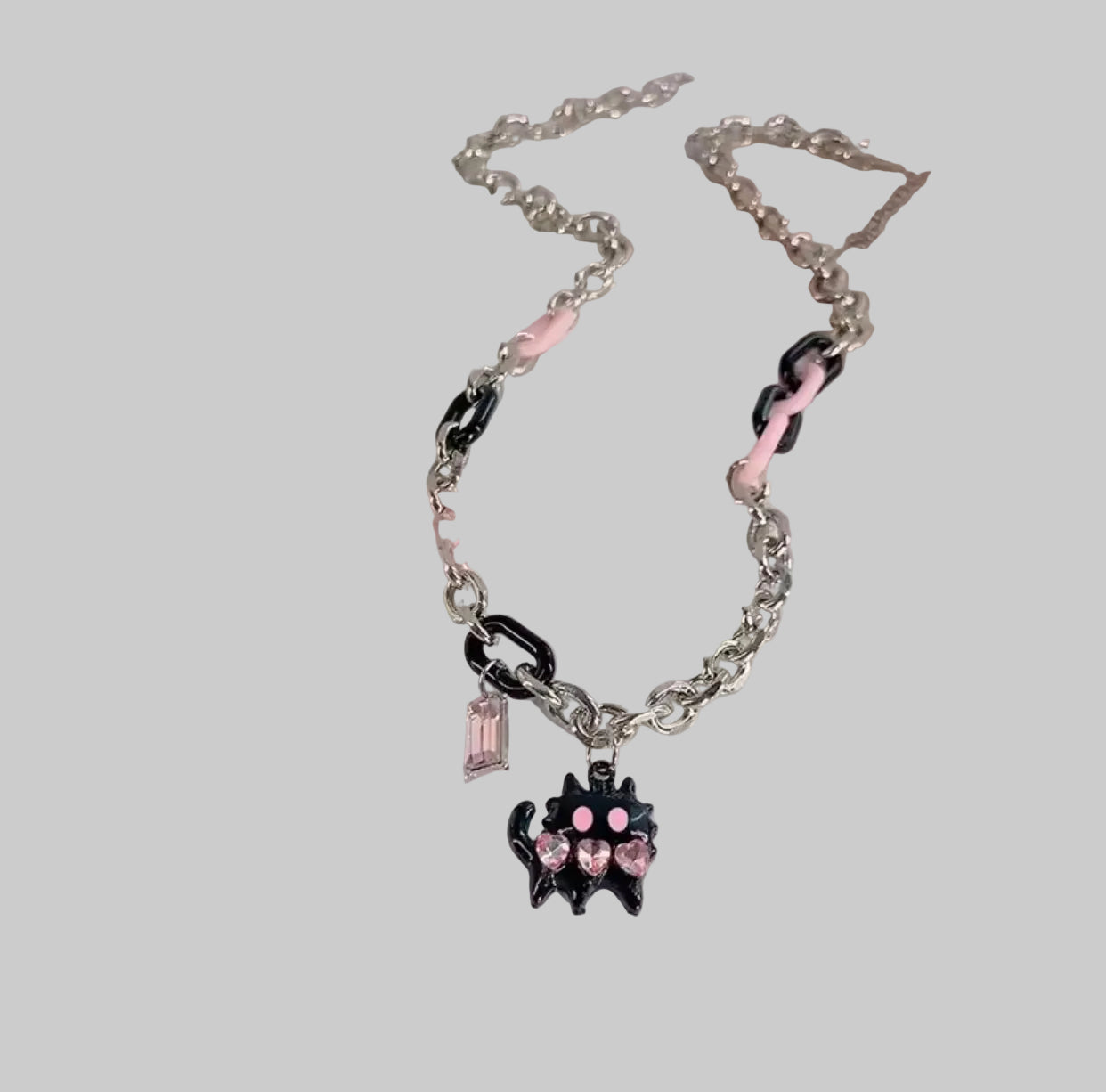 kpop black cat necklace