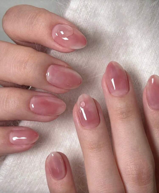 korean pink blush nails